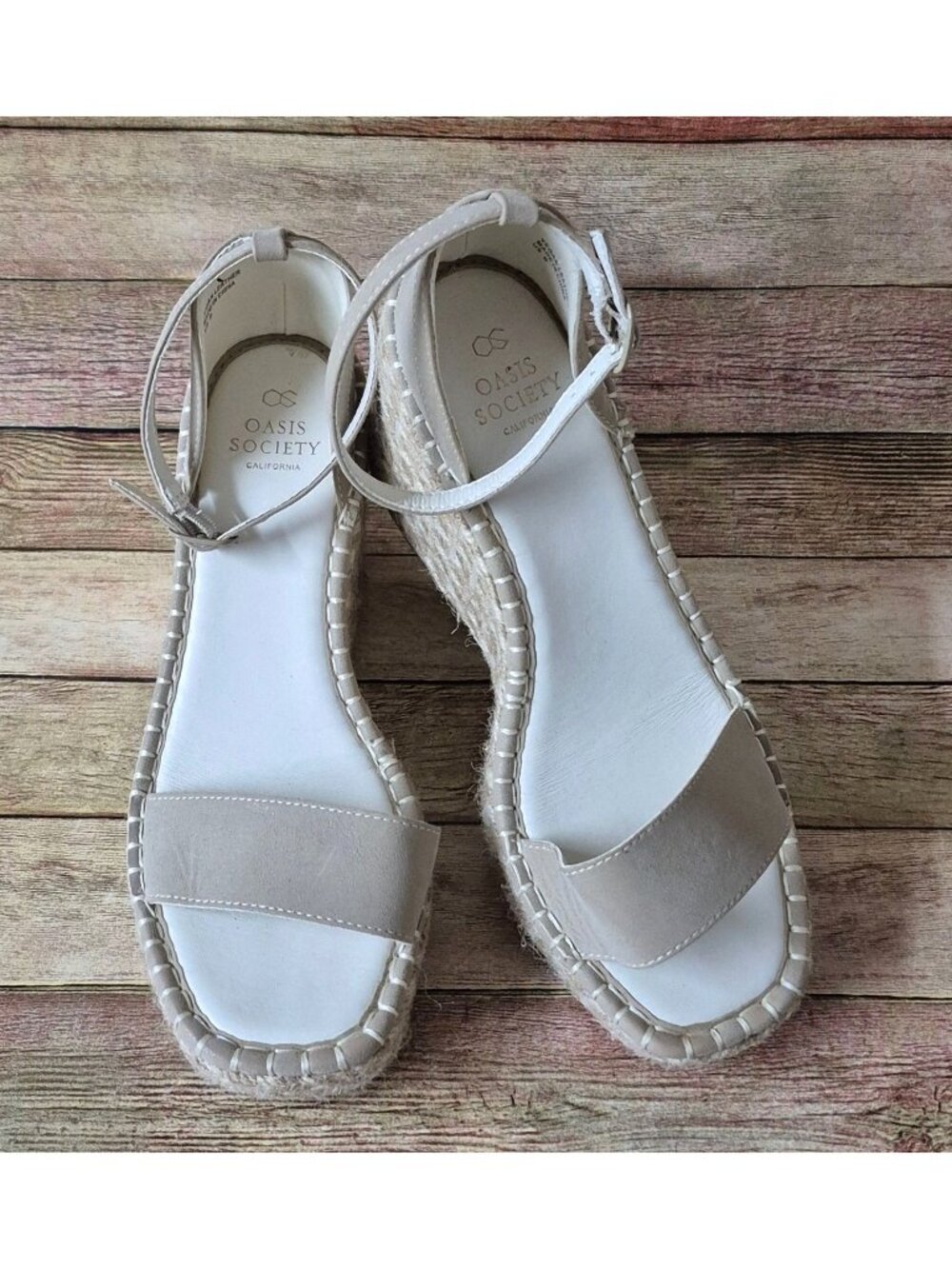 Oasis Society Espadrille Wedge Sandal Womens Size 9 Beige Taupe Open Toe Neutral